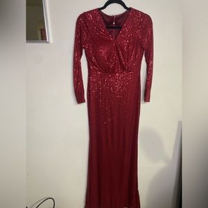 Long red sequin dress